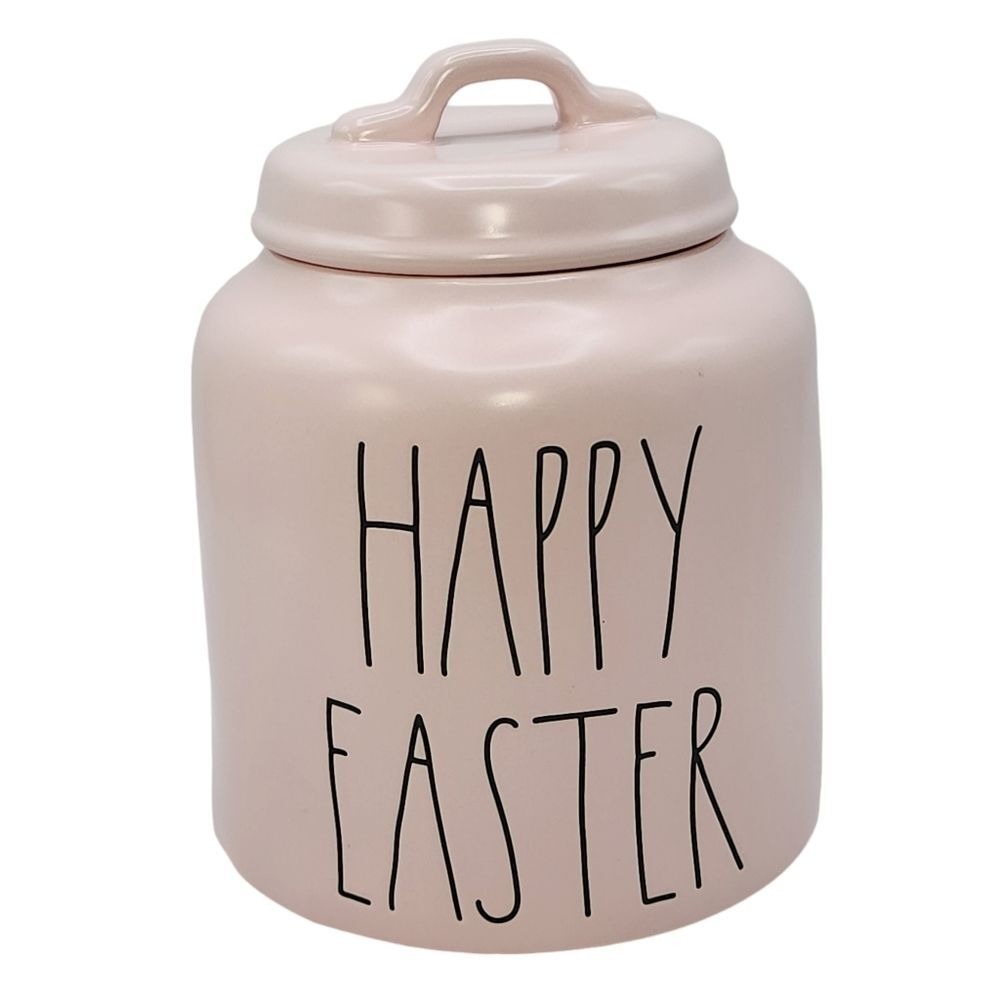 Rae Dunn Happy Easter Pink Ceramic Canister Cookie Jar 8.5in Artisan